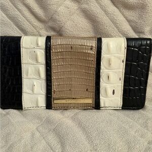 Brahmin Black, Cream, and Gold Embossed Wallet